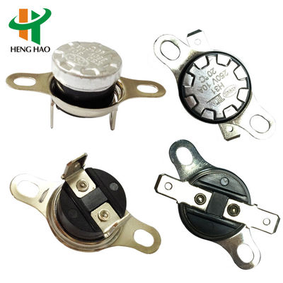 Otomatik Yeniden Başlatma Termal Sigorta KSD301 250V 16A 0-250°C sıcaklık aralığı ve 100000 döngüsü olan Bimetal Termostat