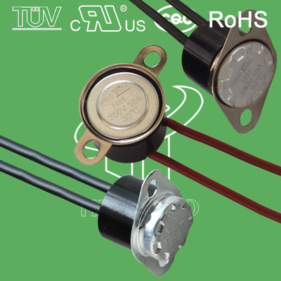 Su geçirmez KSD301 bimetal termostat sıcaklık kontrolü termal kesme anahtarı CQC TUV UL ROHS ile 250V 10A 16A